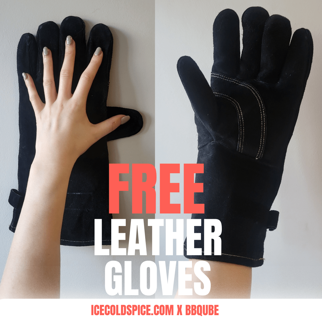 BBQUBE Heat Proof Leather Gloves in Black