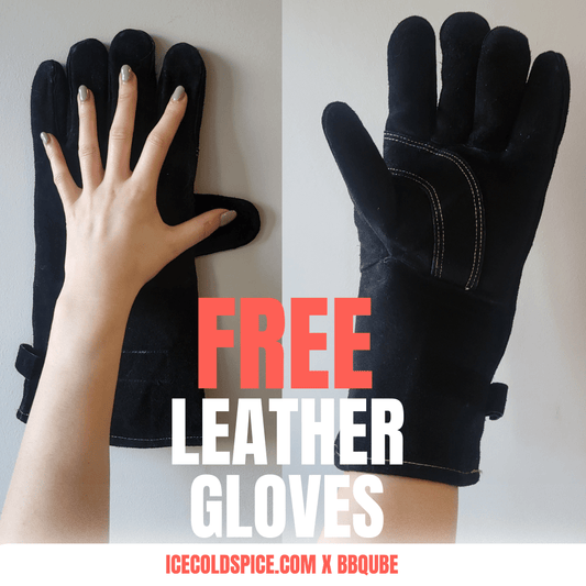 BBQUBE Heat Proof Leather Gloves in Black