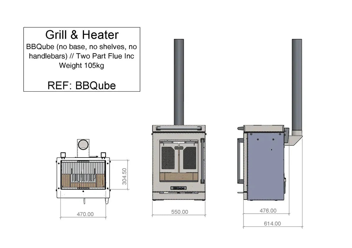 BBQUBE Outdoor Grill and Heater in Black