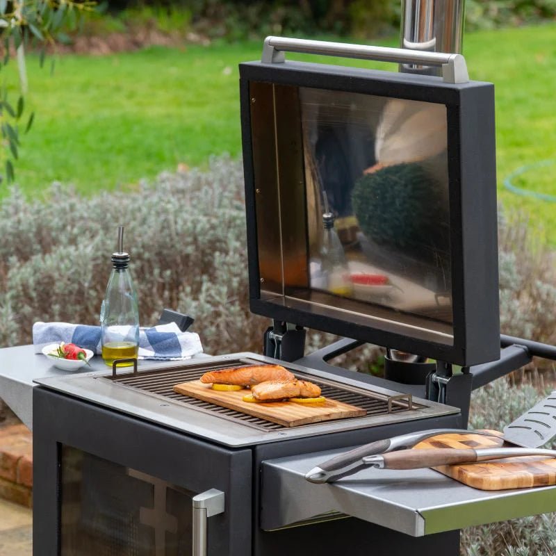 BBQUBE Wood Burning Heater with 2 Wheel Base in Black