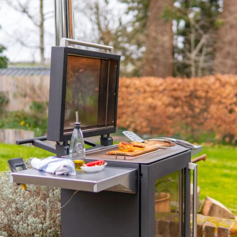 BBQUBE Wood Burning Heater with 2 Wheel Base in Black