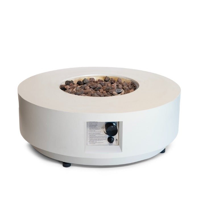 Happy Cocooning Estate Round 76 Gas Fire Table - outdoor fireplaces - Ice Cold Spice | Oyster Beige