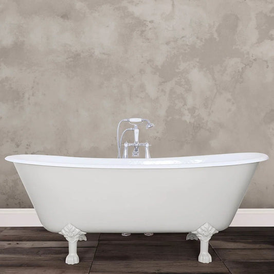 Hurlingham Prior Cast Iron Bath With Tap Holes - baths - Ice Cold Spice | Farrow & Ball Down Pipe Painted L1720 x W680 x H630
