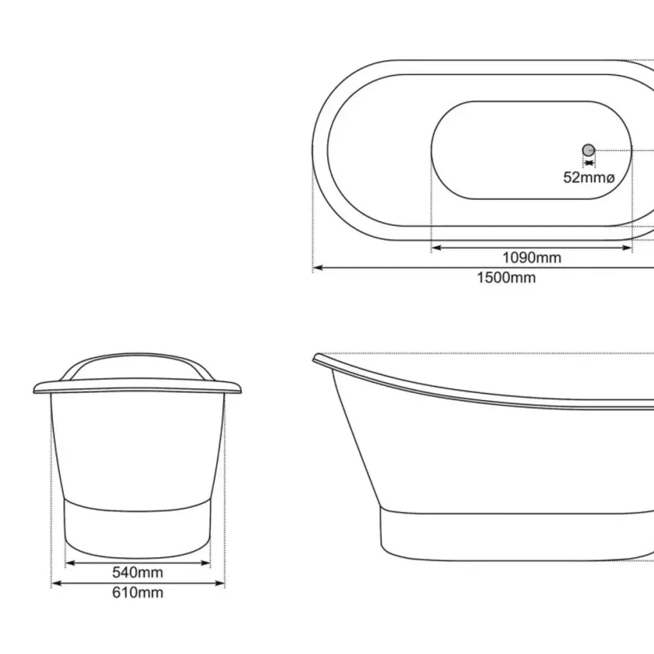 Hurlingham Bijou Copper Freestanding Bath - baths - Ice Cold Spice | Copper L1250 x W730 x H760