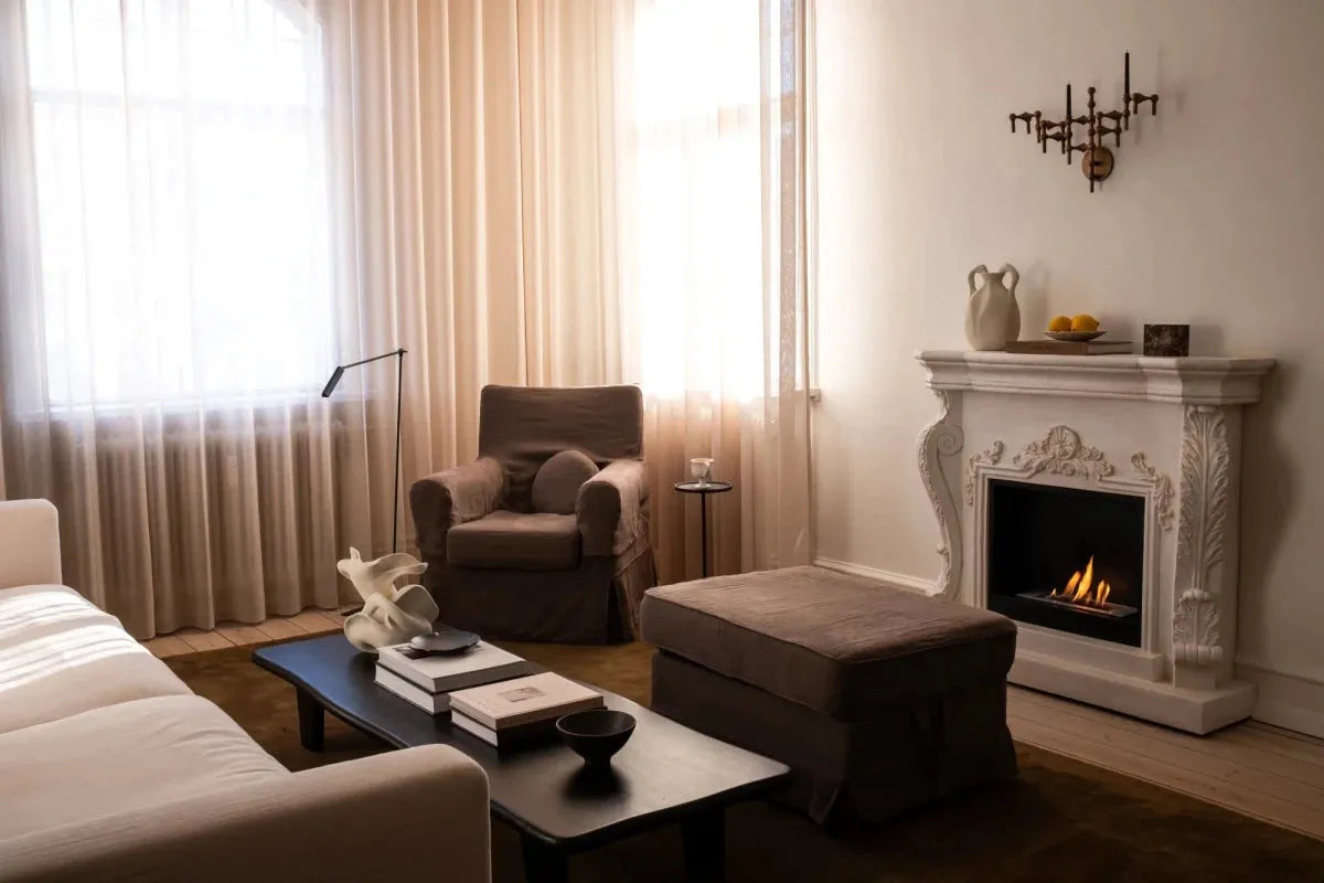 Scandiflames Ymir Freestanding Fireplace Surround with Bioethanol Burner - bioethanol fireplace - Ice Cold Spice | Grey/White