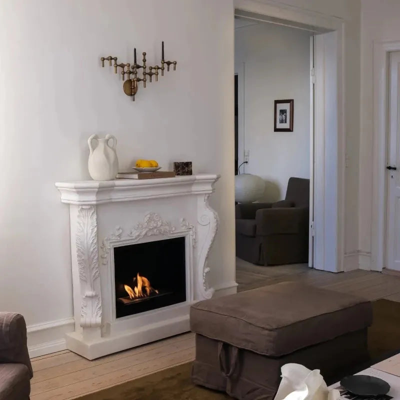 Scandiflames Ymir Freestanding Fireplace Surround with Bioethanol Burner - bioethanol fireplace - Ice Cold Spice | Grey/White