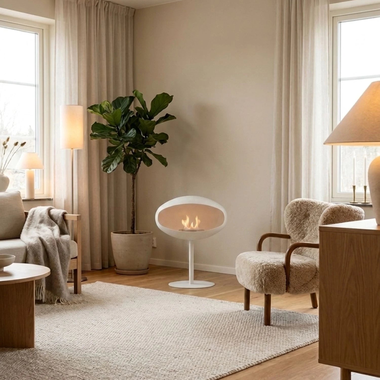 Cocoon Fires Cocoon Freestanding Bioethanol Fireplace on Pedestal