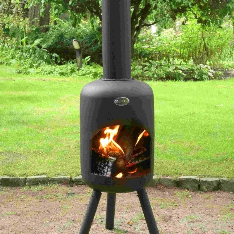 BonFeu BonBini Black Steel Outdoor Fireplace in Black