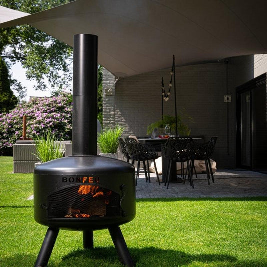 BonFeu BonGiro Black Steel Outdoor Fireplace in Black