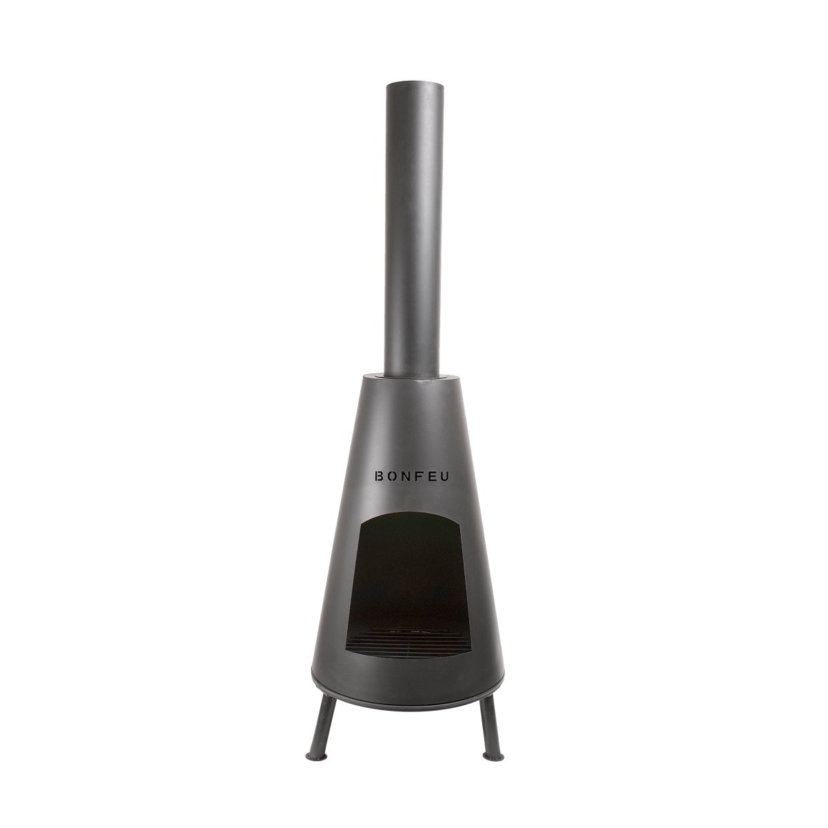 BonFeu BonPyra Black Steel Outdoor Fireplace in Black
