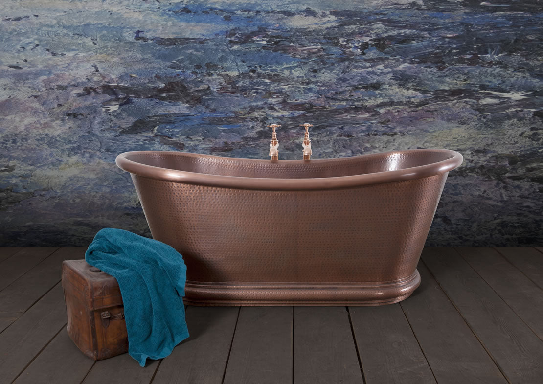 Hurlingham Baths Hammered Copper Bulle Freestanding Bath