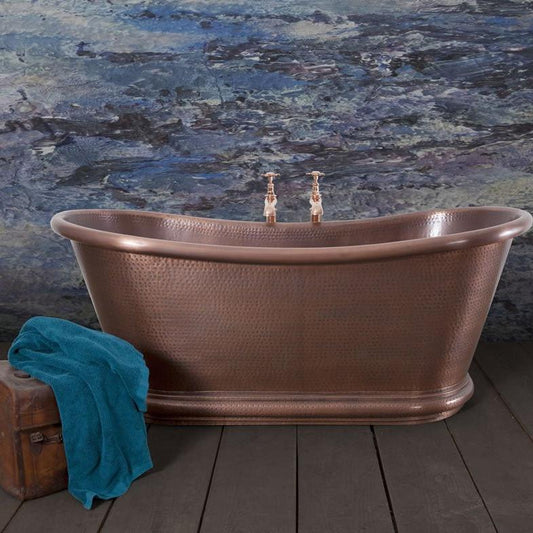 Hurlingham Baths Hammered Copper Bulle Freestanding Bath - baths - Ice Cold Spice | Copper L1700 x W740 x H720