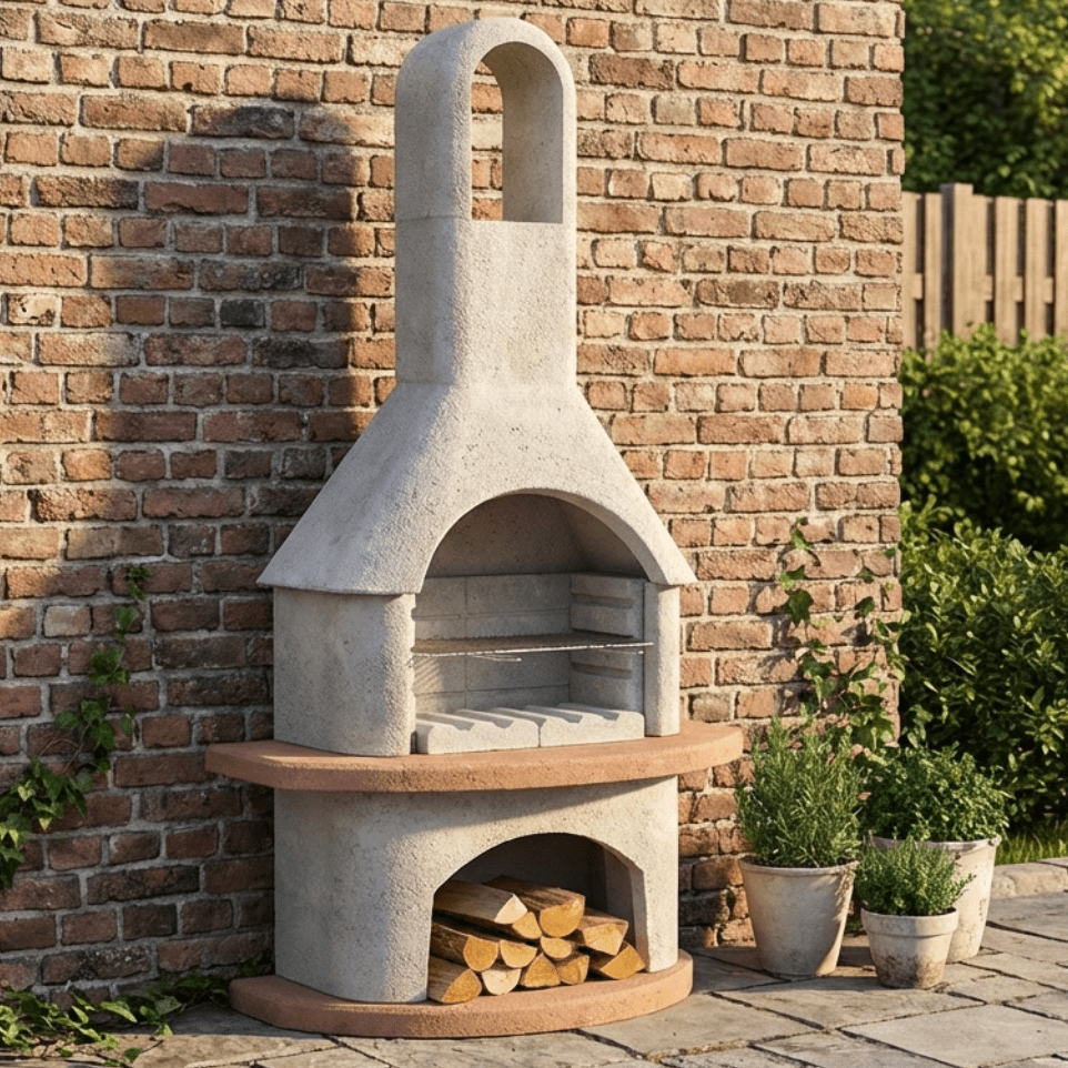 Buschbeck Carmen Masonry Barbecue in Natural Gray and Terracotta
