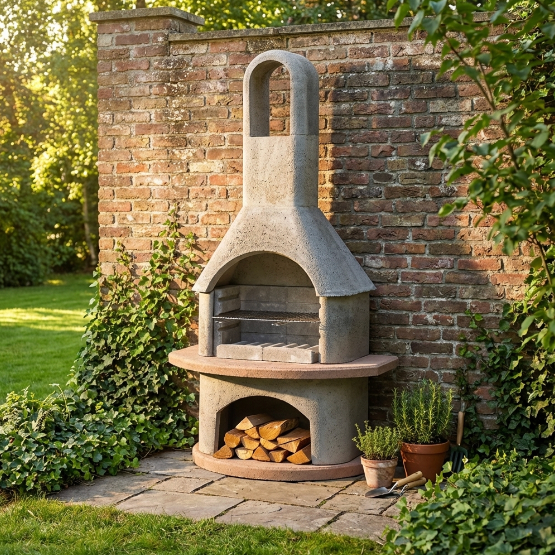 Buschbeck Carmen Masonry Barbecue in Natural Gray and Terracotta