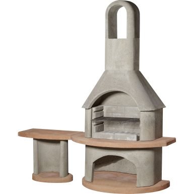 Buschbeck Carmen Masonry Barbecue With Side Table in Natural Gray and Terracotta