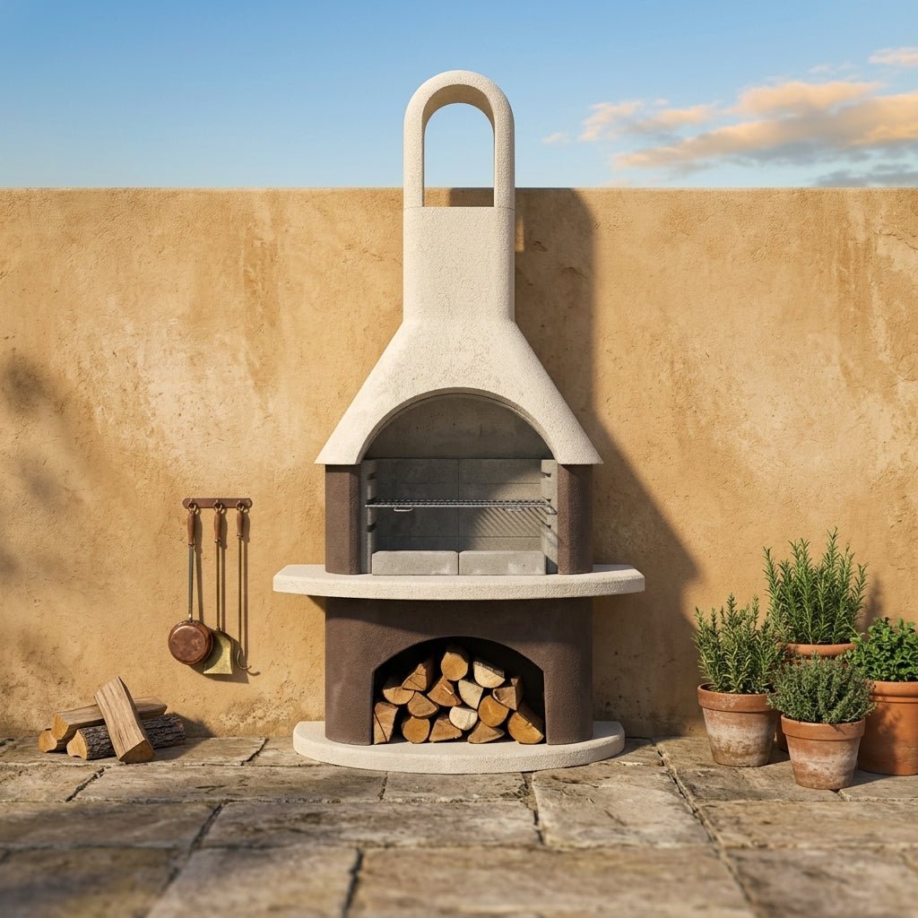 Buschbeck Milano Masonry Barbecue in White Quartz and Brown