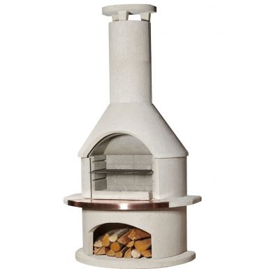 Buschbeck Rondo Masonry Barbecue in White Granite with Copper Insert