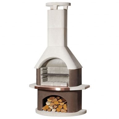 Buschbeck San Remo Masonry Barbecue in White & Brown with Copper Insert
