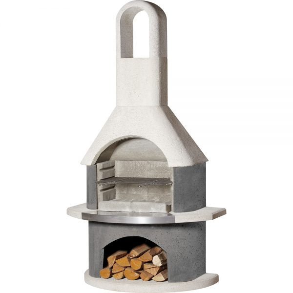 Buschbeck Stockholm Masonry Barbecue in White & Gray Granite with Steel Insert