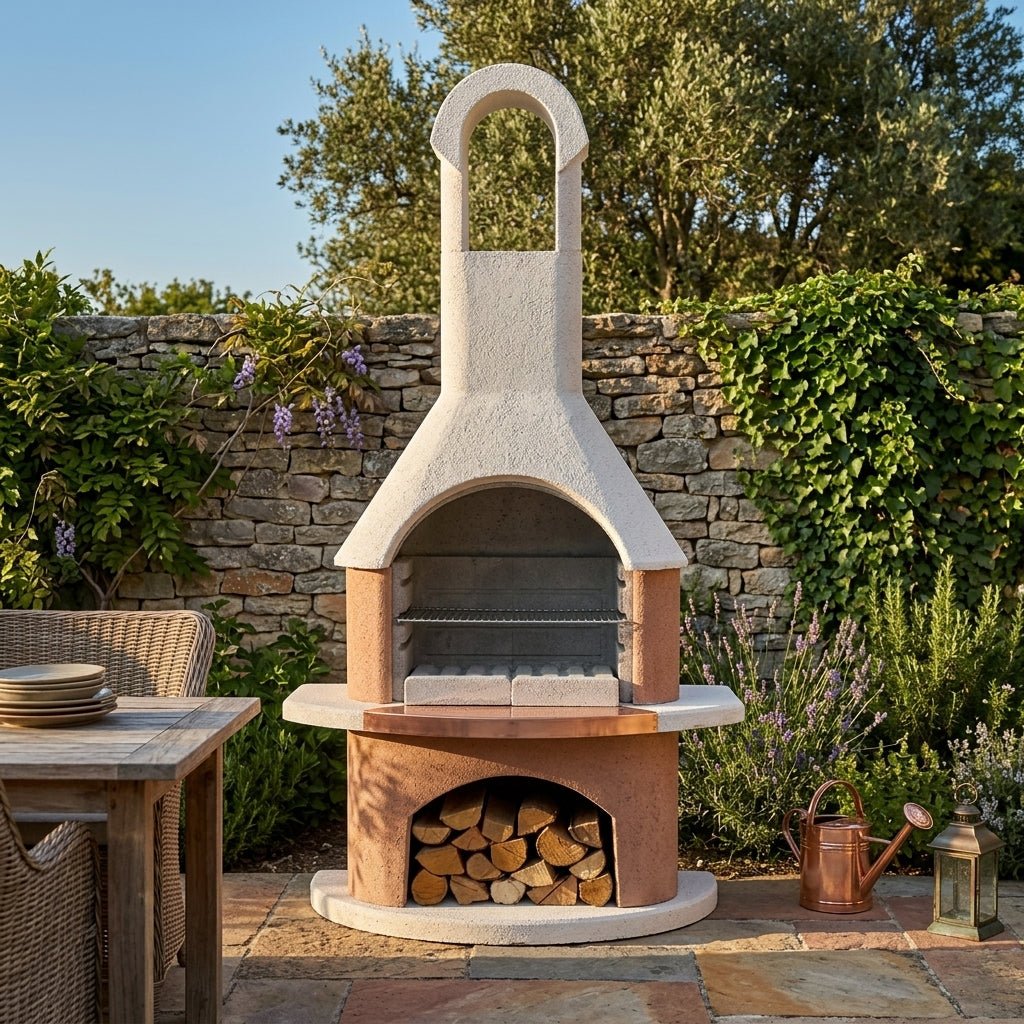 Buschbeck Toscana Masonry Barbecue in White & Terracotta Granite with Copper Insert