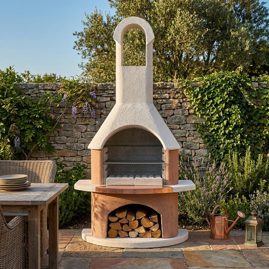 Buschbeck Toscana Masonry Barbecue in White & Terracotta Granite with Copper Insert