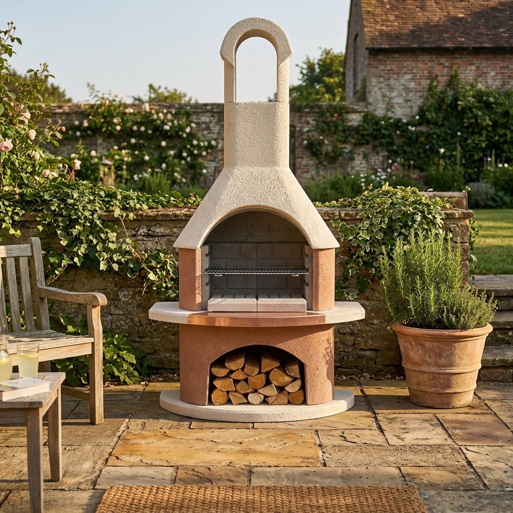 Buschbeck Toscana Masonry Barbecue in White & Terracotta Granite with Copper Insert