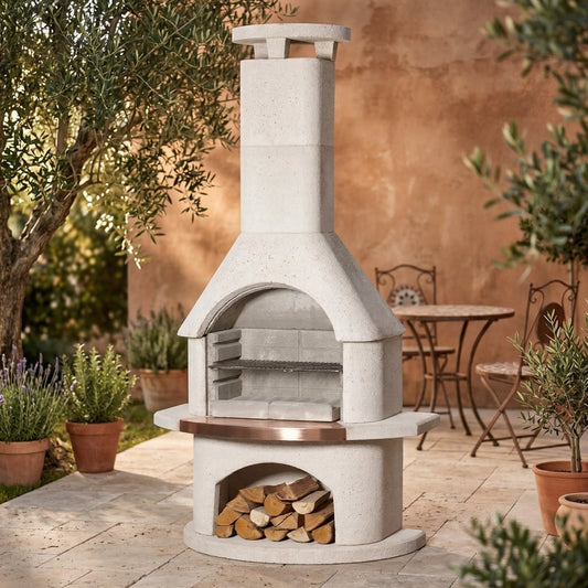 Buschbeck Venezia Masonry Barbecue in White Granite with Copper Insert