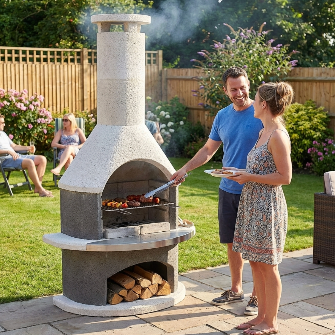 Buschbeck Wellington Masonry Barbecue in White Granite with Steel Insert