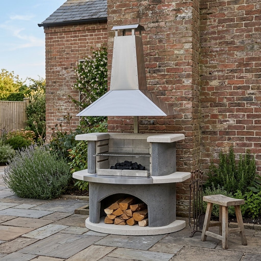 Buschbeck Zurich Masonry Barbecue in White Granite with Steel Insert