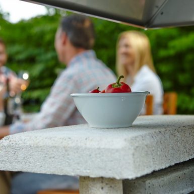 Buschbeck Zurich Masonry Barbecue in White Granite with Steel Insert
