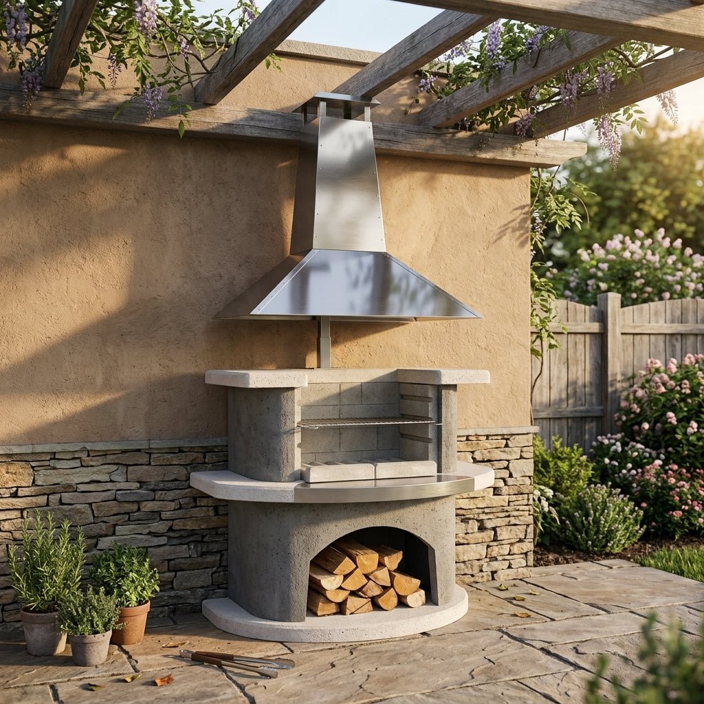 Buschbeck Zurich Masonry Barbecue in White Granite with Steel Insert