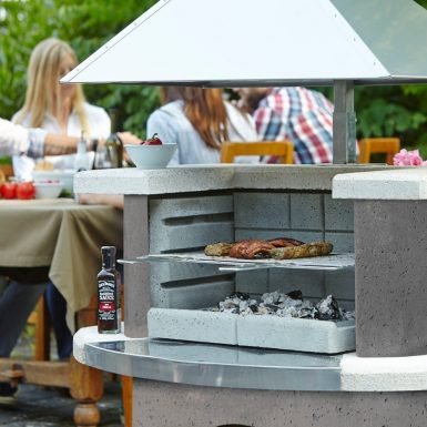Buschbeck Zurich Masonry Barbecue in White Granite with Steel Insert