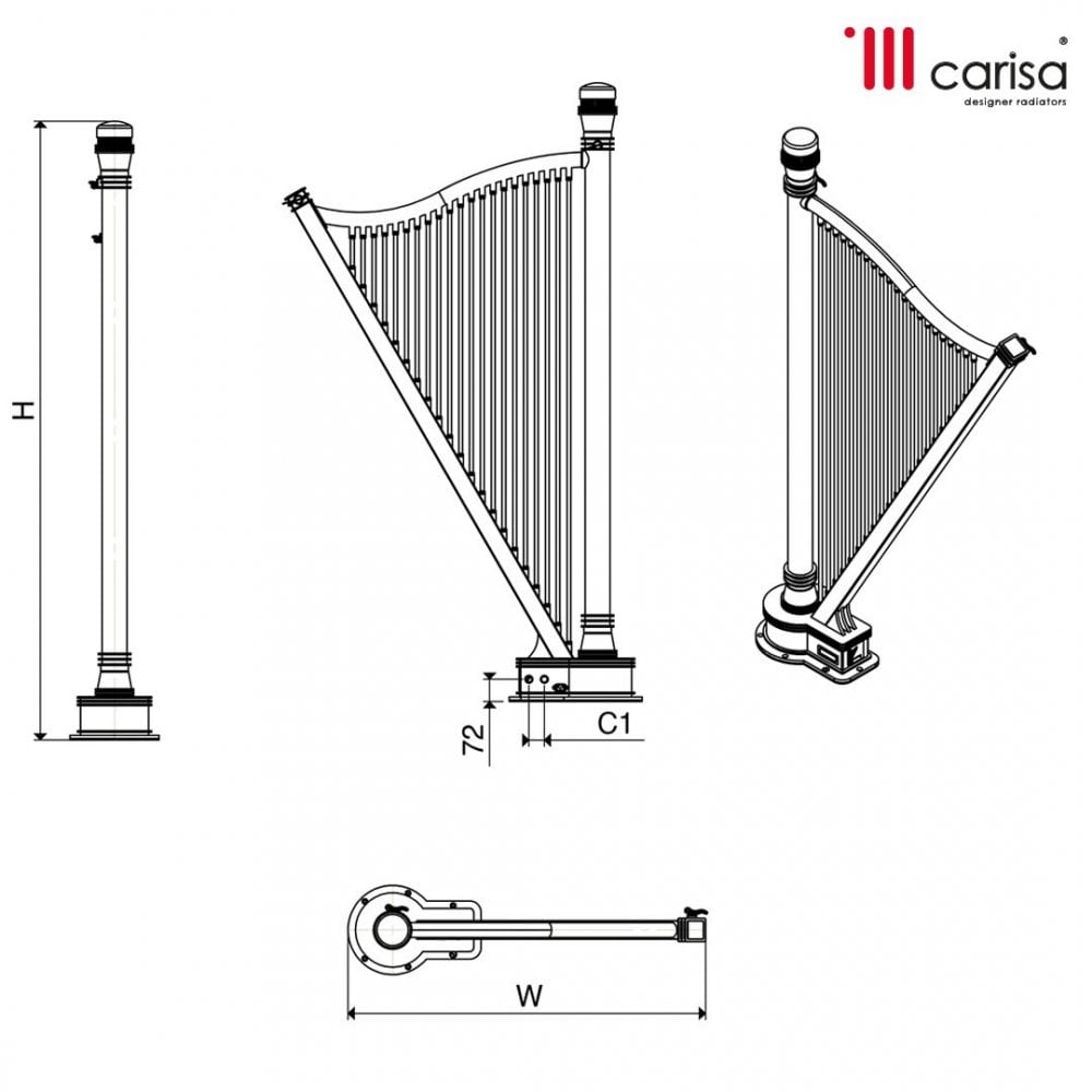 Carisa Adagio Stainless Steel Harp Designer Radiator 2000H x 1150W | CUSTOM MADE