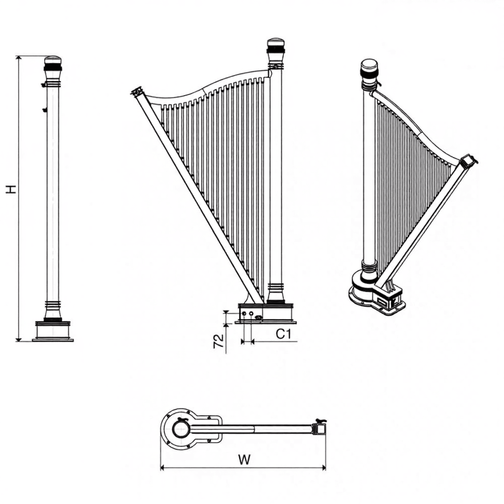 Carisa Adagio Stainless Steel Harp Designer Radiator 2000H x 1150W | CUSTOM MADE in Textured White RAL