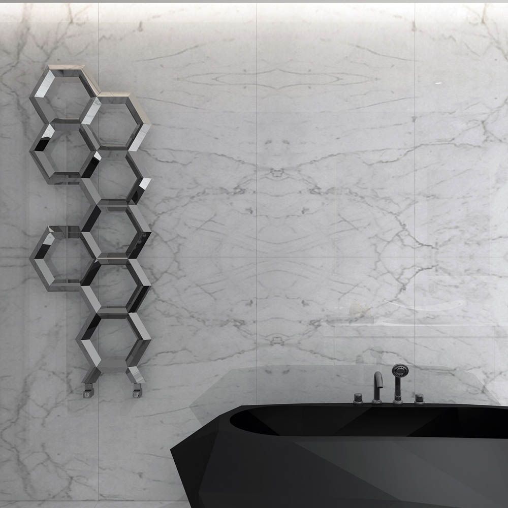 Carisa Alveole Honeycomb Stainless Steel Bathroom Radiator in 830H x 550W