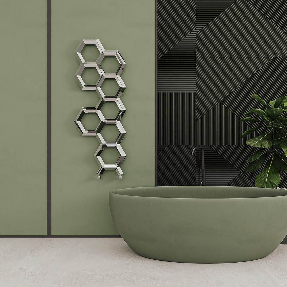 Carisa Alveole Honeycomb Stainless Steel Bathroom Radiator in 830H x 550W