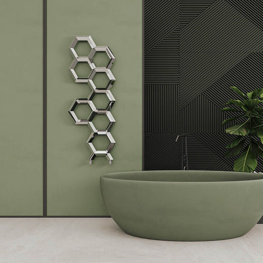 Carisa Alveole Honeycomb Stainless Steel Bathroom Radiator in 830H x 550W