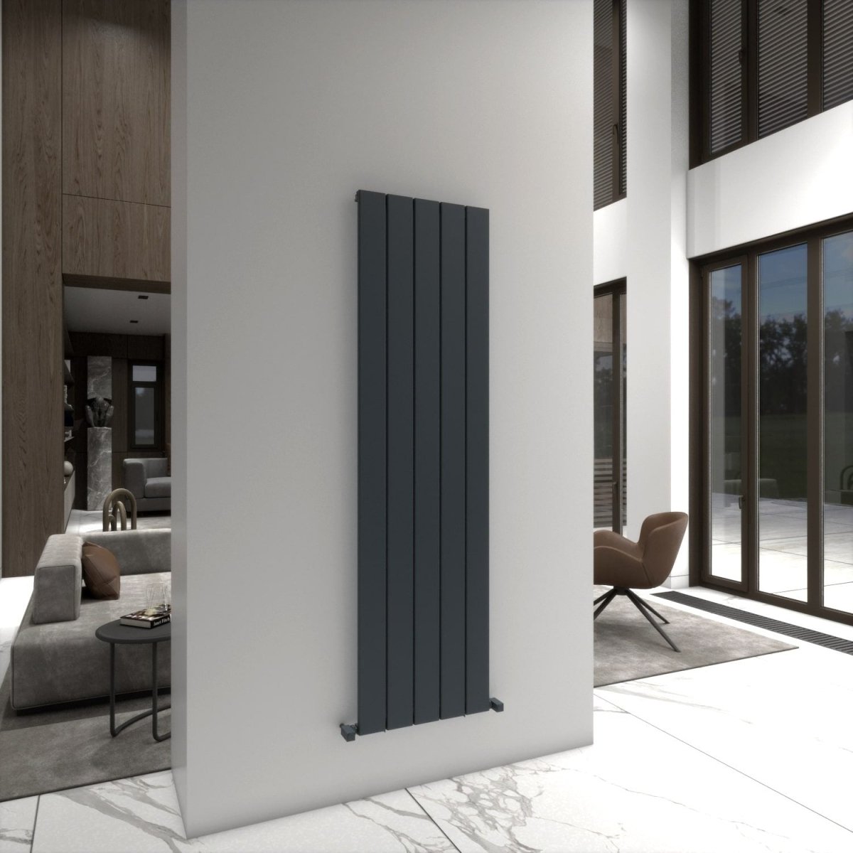 Carisa Angers Double Panel Vertical Aluminium Radiator in 600H x 495W