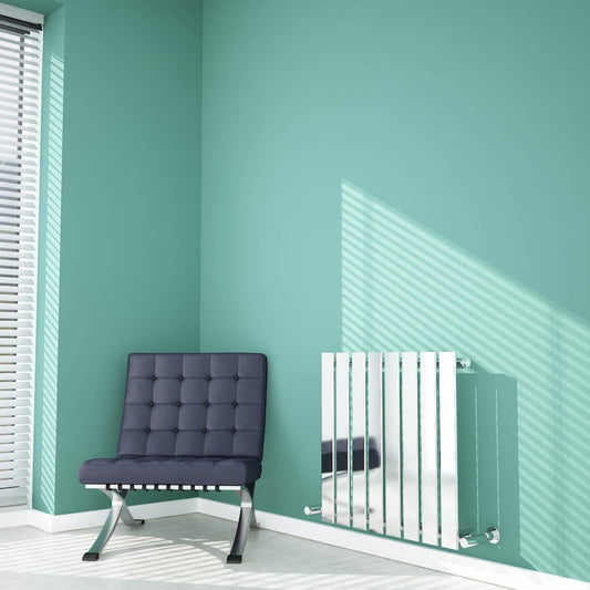 Carisa Anika Reflective Steel Flat Panel Horizontal Radiator in Polished Chrome