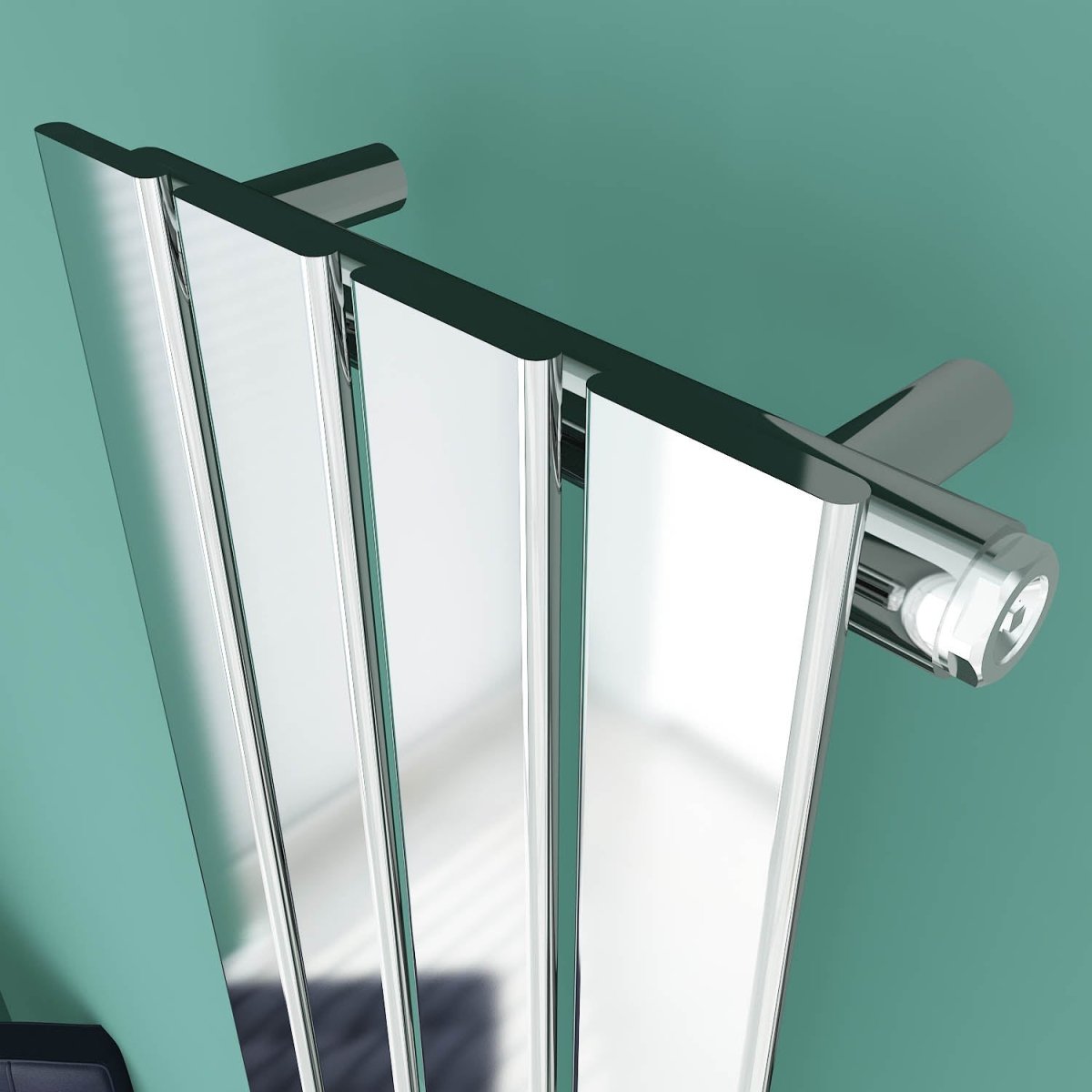 Carisa Anika Reflective Steel Flat Panel Horizontal Radiator in Polished Chrome