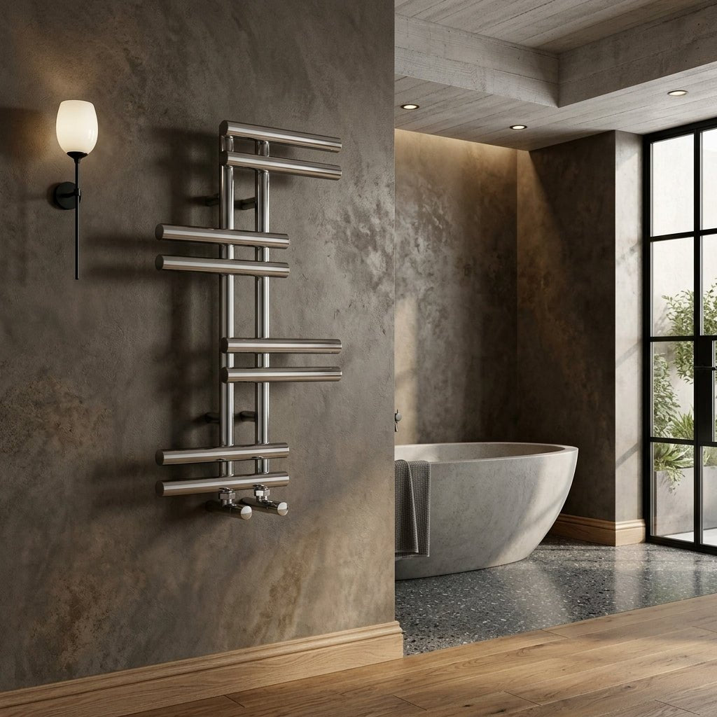 Carisa Antara Designer Steel Towel Radiator in Polished Chrome in Polished Chrome