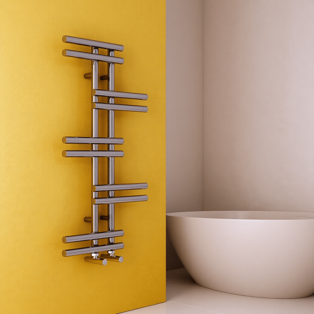 Carisa Antara Designer Steel Towel Radiator in Polished Chrome in Polished Chrome