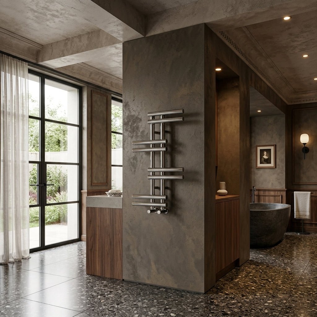 Carisa Antara Designer Steel Towel Radiator in Polished Chrome in Polished Chrome