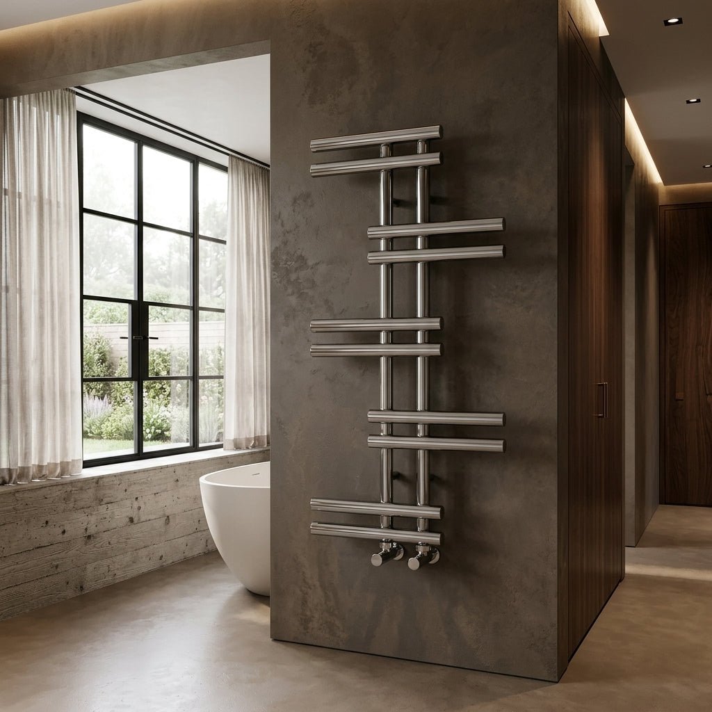 Carisa Antara Designer Steel Towel Radiator in Polished Chrome in Polished Chrome
