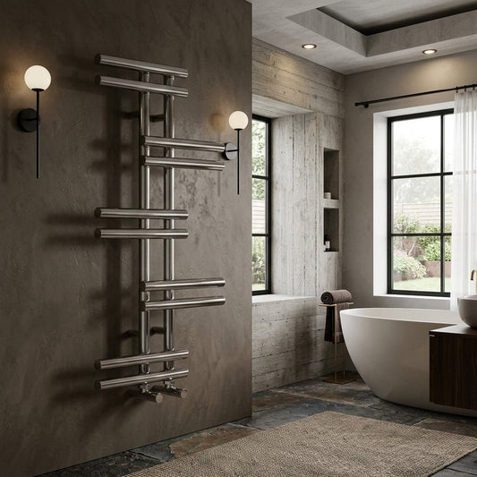 Carisa Antara Designer Steel Towel Radiator in Polished Chrome in Polished Chrome