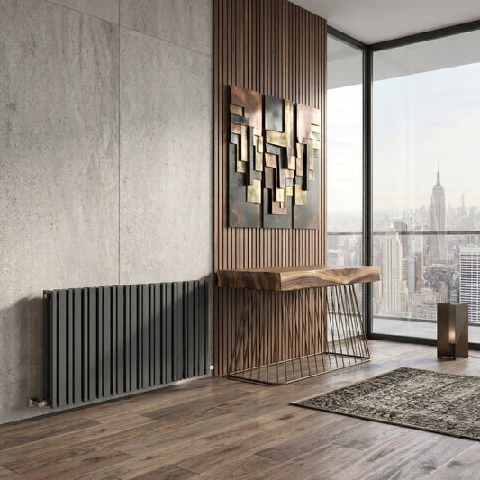 Carisa Barkod Steel Horizontal Designer Radiator in Textured Anthracite in 550H x 1010W