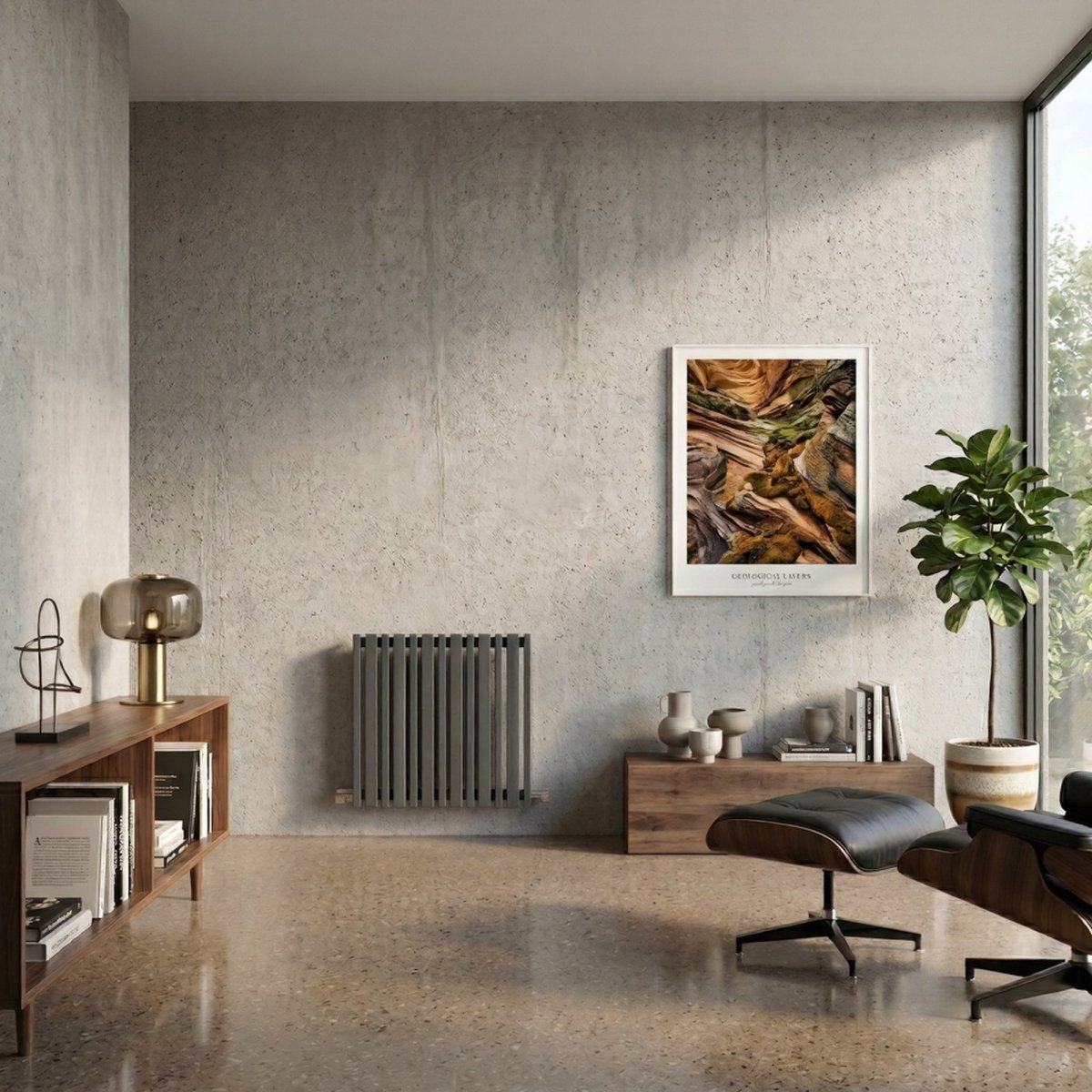 Carisa Barkod Steel Horizontal Designer Radiator in Textured Anthracite in 550H x 560W