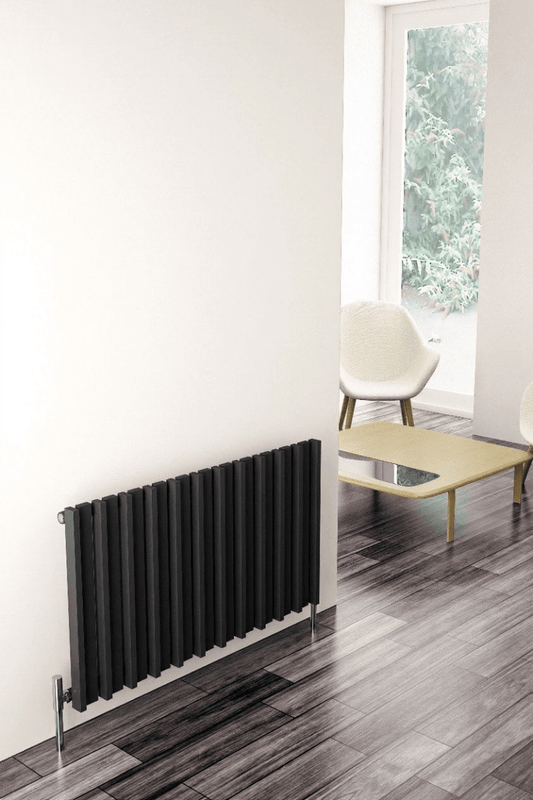 Carisa Barkod Steel Horizontal Designer Radiator in Textured Black in 550H x 560W