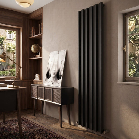 Carisa Barkod Steel Vertical Designer Radiator in Textured Black