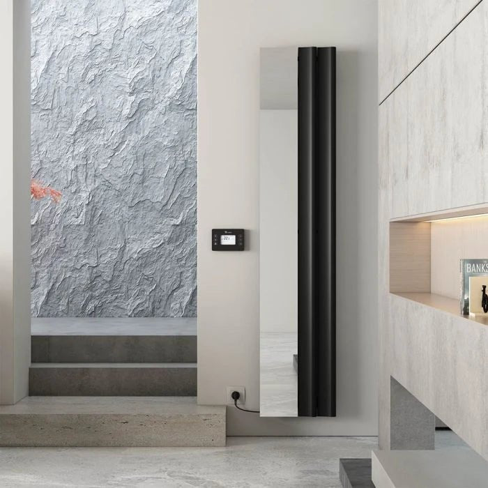 Carisa Boreas S Mirror Vertical Electric Aluminium Radiator | CUSTOM MADE in 1800H x 369W